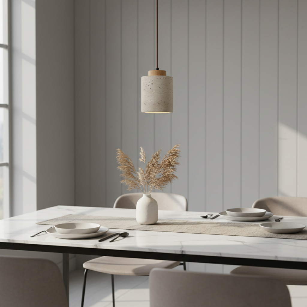 Natural Travertine Pendant Light – Nordic Minimalist Kitchen Pendant Lighting 15