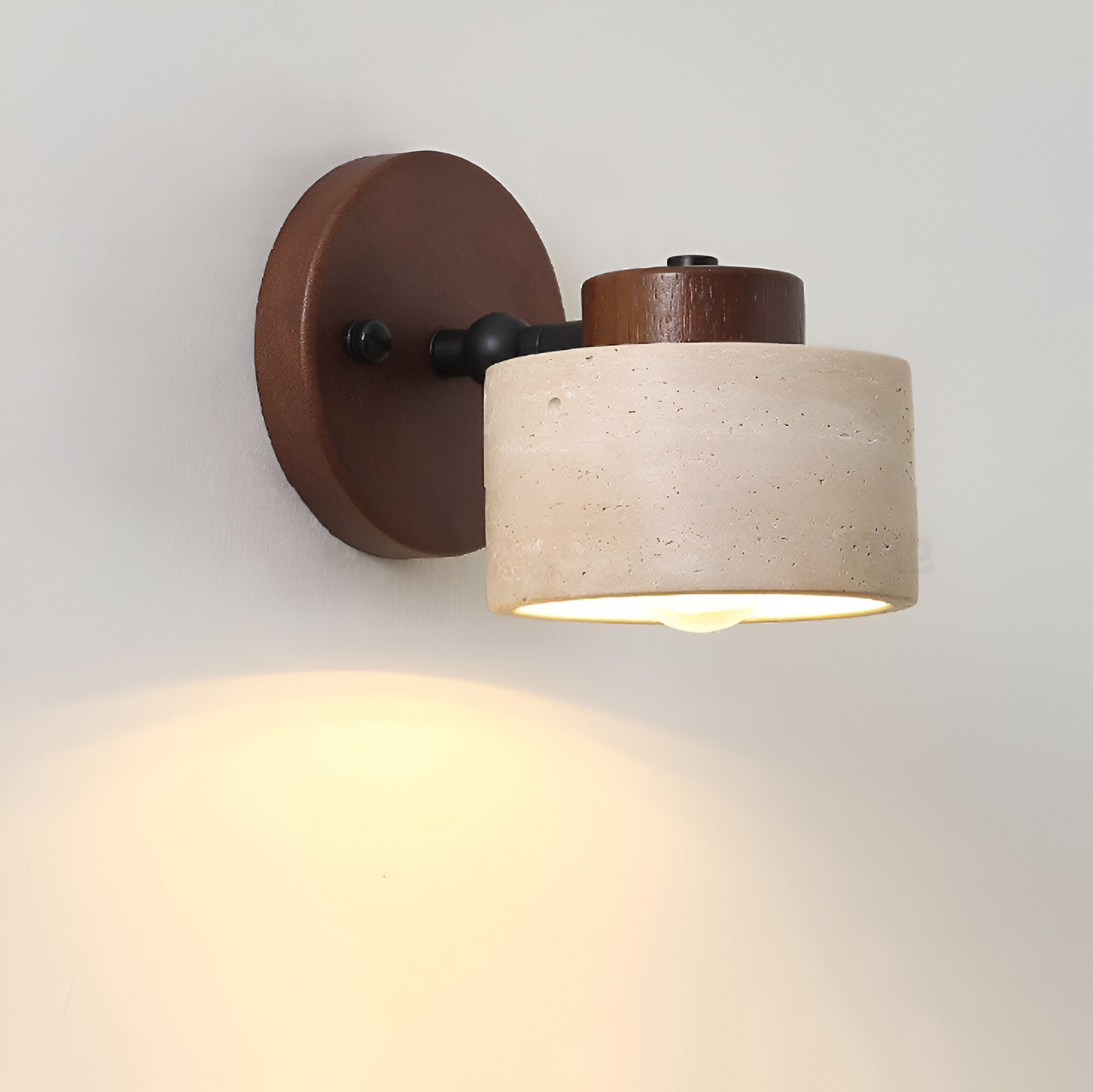 Natural Travertine Stone LED Wall Sconce Warm Light Reading Bedside Home Decor Stack Clear 4