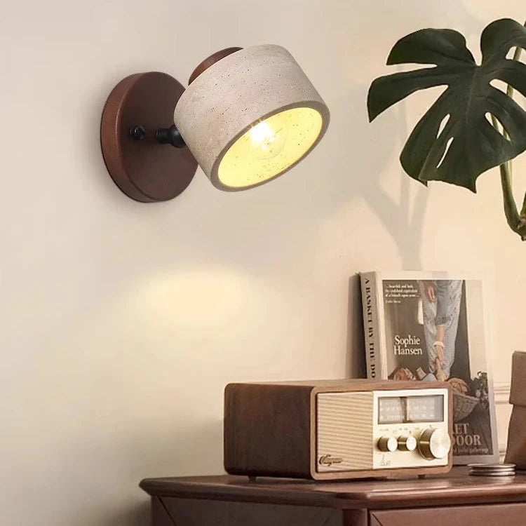 Natural Travertine Stone LED Wall Sconce Warm Light Reading Bedside Home Decor Stack Clear 5