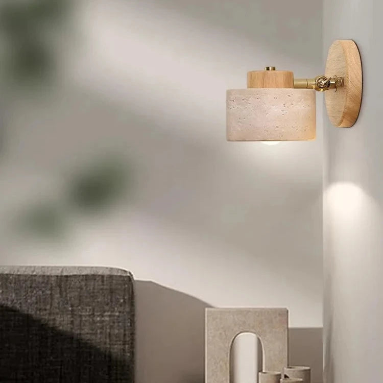 Natural Travertine Stone LED Wall Sconce Warm Light Reading Bedside Home Decor Stack Clear 6