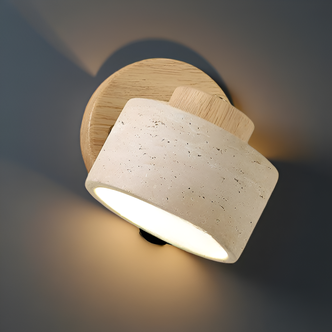 Natural Travertine Stone LED Wall Sconce Warm Light Reading Bedside Home Decor Stack Clear 7