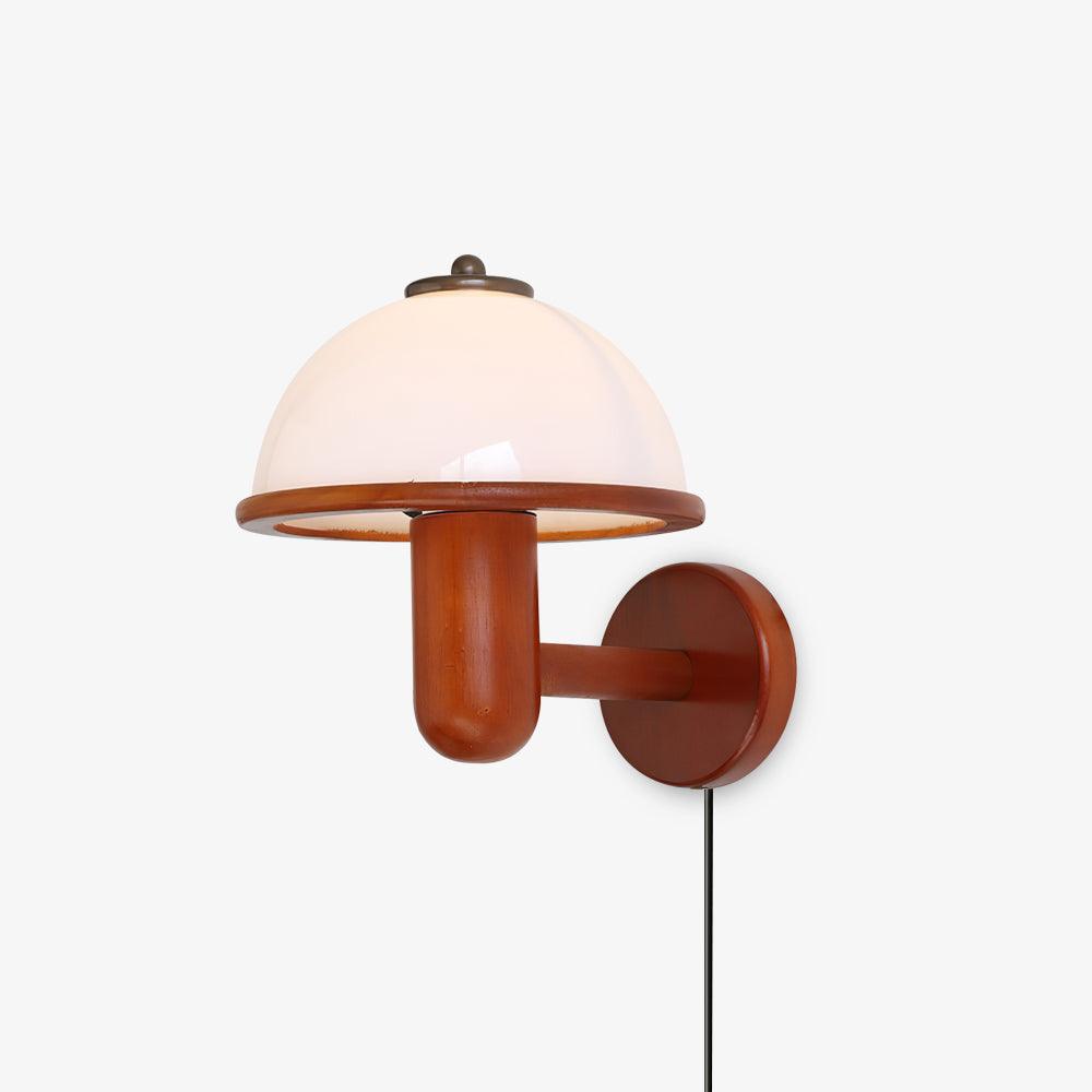 Natural Wood Accent Wall Sconce Light With White Shade 0