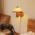 Natural Wood Accent Wall Sconce Light With White Shade 2