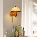 Natural Wood Accent Wall Sconce Light With White Shade 8