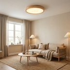 Natural Wood Flush Mount Ceiling Light Round Frosted Acrylic Dimmable Scandinavian Living Room Kitchen Home Decor - Stack & Clear 0