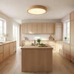 Natural Wood Flush Mount Ceiling Light Round Frosted Acrylic Dimmable Scandinavian Living Room Kitchen Home Decor - Stack & Clear 11
