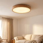 Natural Wood Flush Mount Ceiling Light Round Frosted Acrylic Dimmable Scandinavian Living Room Kitchen Home Decor - Stack & Clear 2