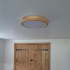 Natural Wood Flush Mount Ceiling Light Round Frosted Acrylic Dimmable Scandinavian Living Room Kitchen Home Decor - Stack & Clear 4