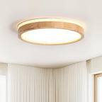 Natural Wood Flush Mount Ceiling Light Round Frosted Acrylic Dimmable Scandinavian Living Room Kitchen Home Decor - Stack & Clear 5
