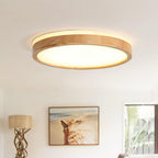 Natural Wood Flush Mount Ceiling Light Round Frosted Acrylic Dimmable Scandinavian Living Room Kitchen Home Decor - Stack & Clear 7