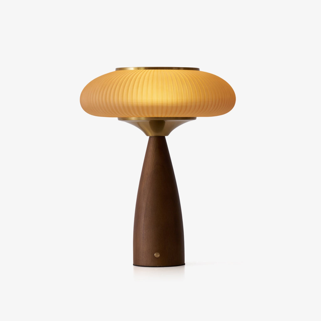 Natural Wood Touch Control Bedside Lamp Amber Shade 0