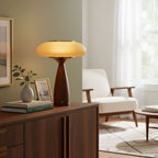Natural Wood Touch Control Bedside Lamp Amber Shade 4