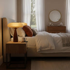 Natural Wood Touch Control Bedside Lamp Amber Shade 8