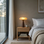 Natural Wood Touch Control Bedside Lamp Amber Shade 99