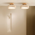 Natural Yellow Travertine Flush Mount Ceiling Light Round Durable LED Home Decor Stack Clear 1