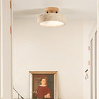 Natural Yellow Travertine Flush Mount Ceiling Light Round Durable LED Home Decor Stack Clear 3