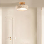 Natural Yellow Travertine Flush Mount Ceiling Light Round Durable LED Home Decor Stack Clear 4