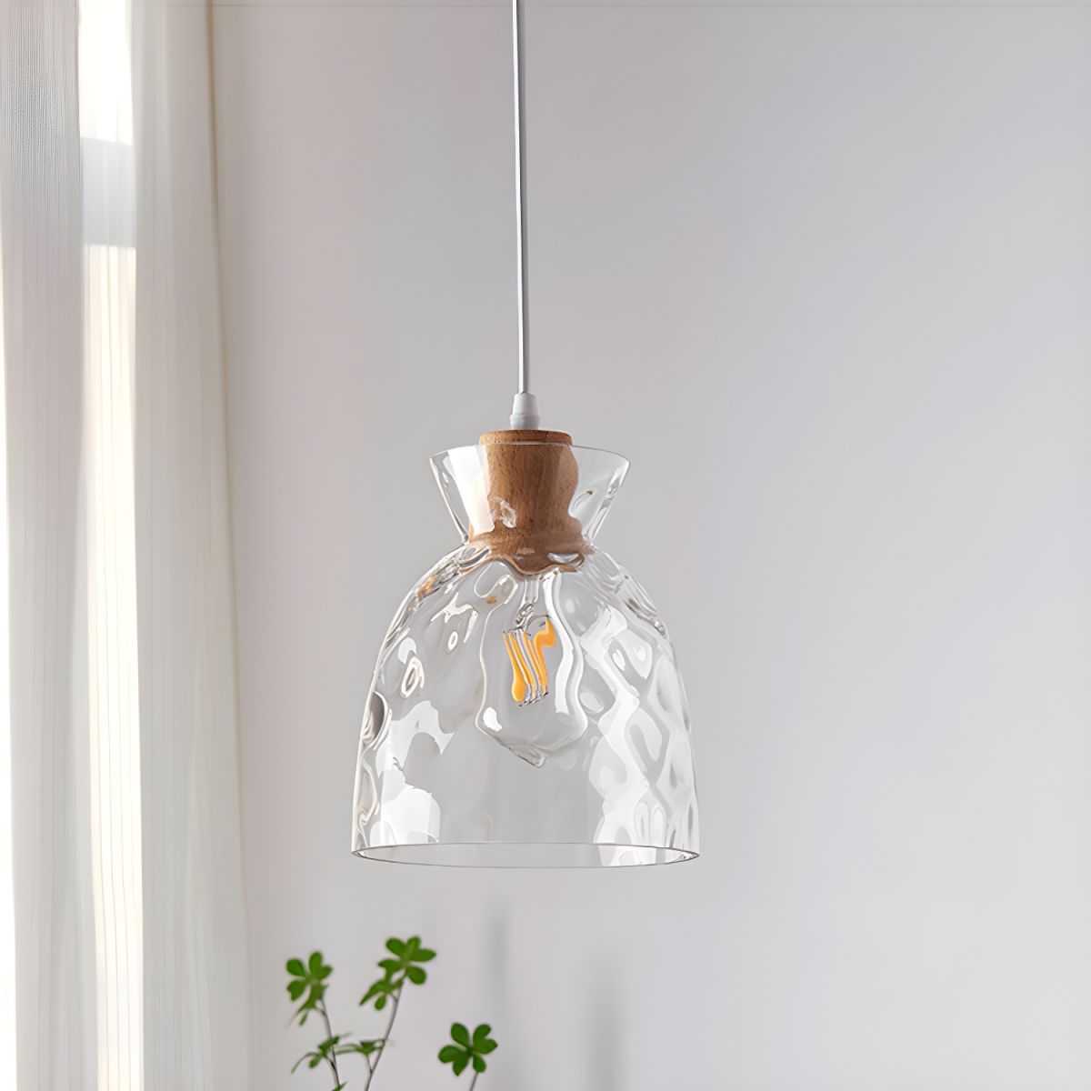 Nordic Clear Glass Pendant Light – Adjustable Height Kitchen Pendant Lighting 2