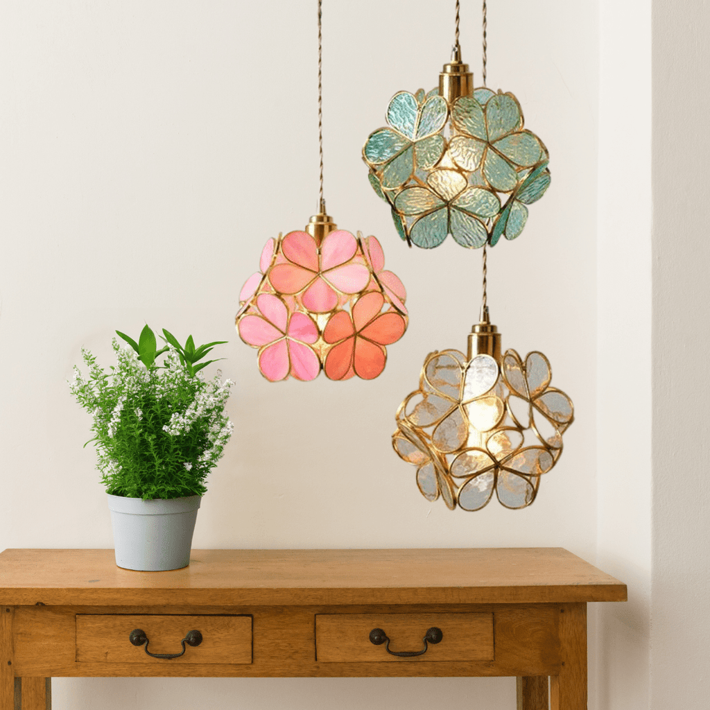Nordic Flower Glass Pendant Light – Elegant Kitchen Pendant Lighting Fixture 7