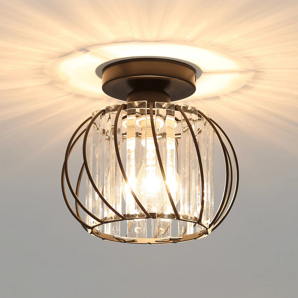 Nordic Flush Mount Ceiling Light Fixture with Glass Accents - Black Minimalist Design 0