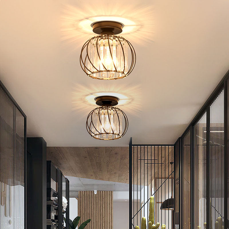 Nordic Flush Mount Ceiling Light Fixture with Glass Accents - Black Minimalist Design 2