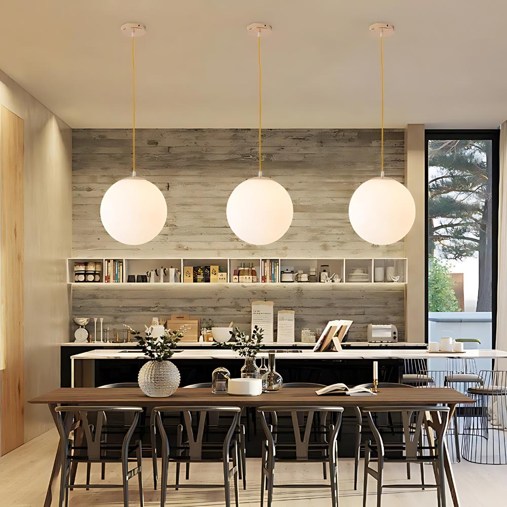 Nordic Milky Glass Pendant Light – Modern Minimalist Kitchen Hanging Light Fixture 4