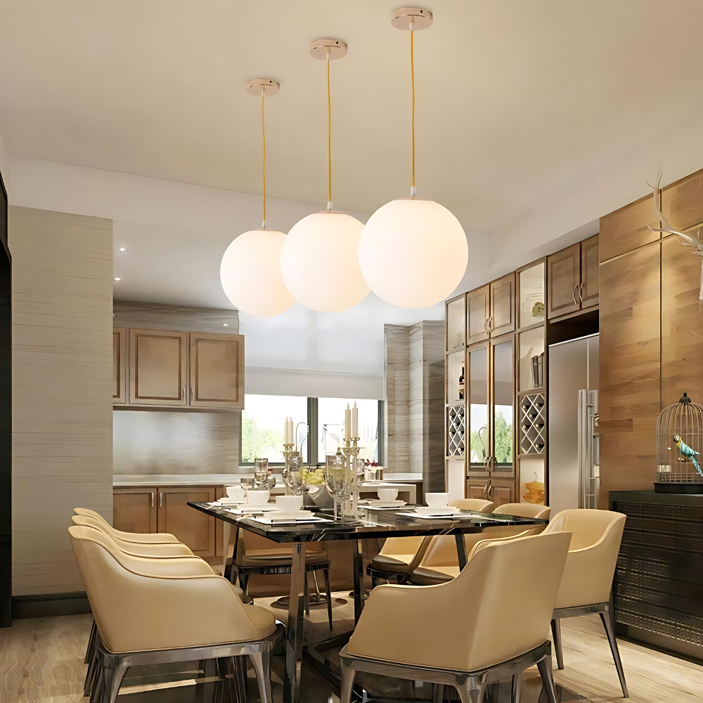 Nordic Milky Glass Pendant Light – Modern Minimalist Kitchen Hanging Light Fixture 5