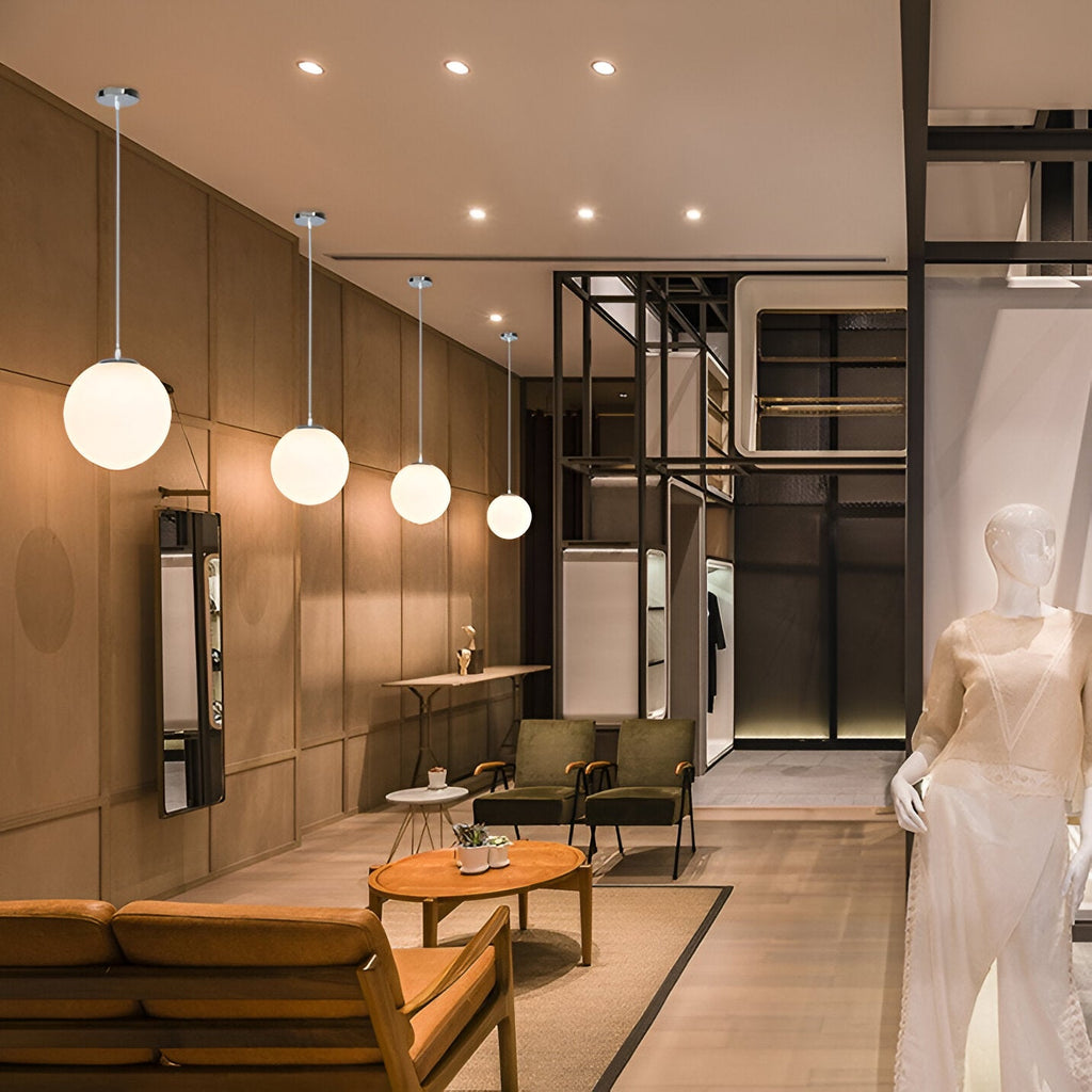 Nordic Milky Glass Pendant Light – Modern Minimalist Kitchen Hanging Light Fixture 7