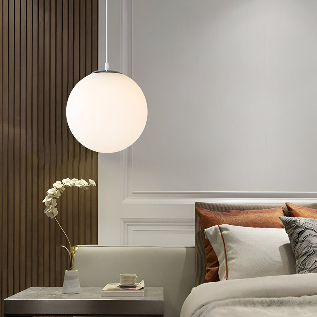 Nordic Milky Glass Pendant Light – Modern Minimalist Kitchen Hanging Light Fixture 8