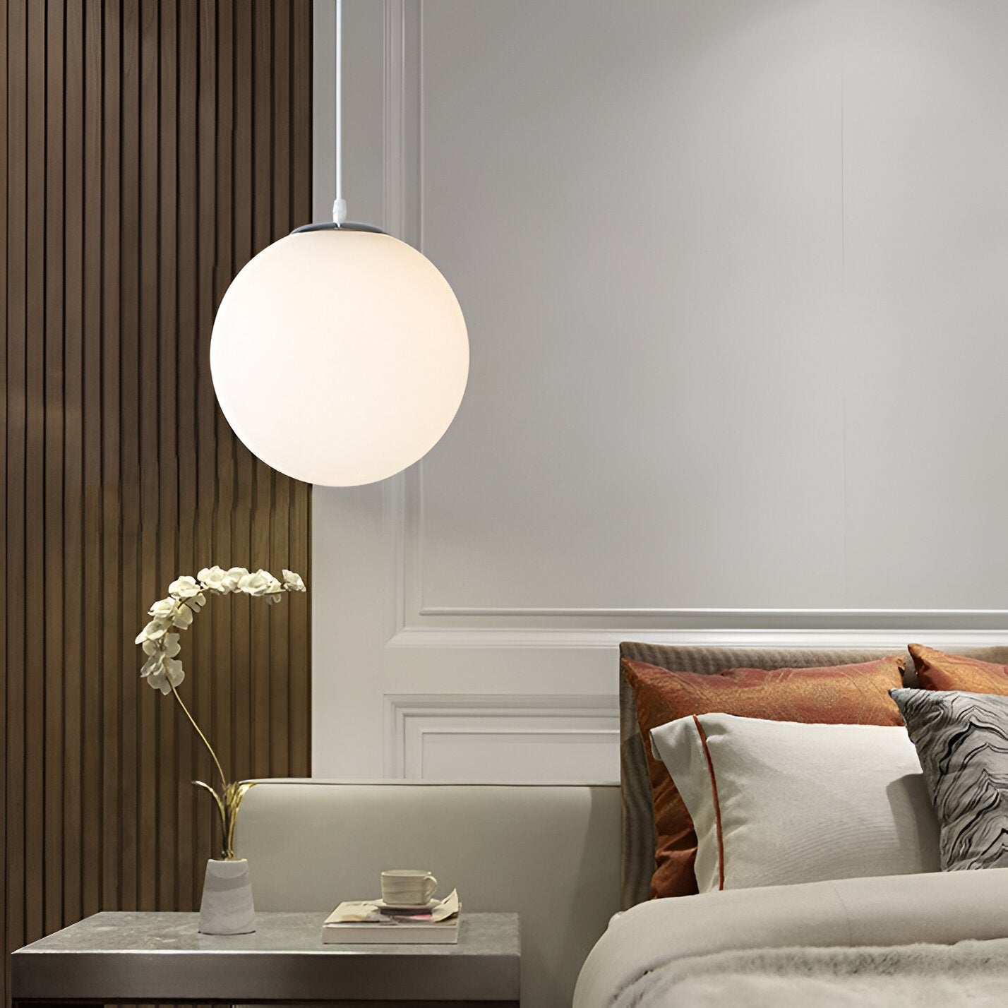 Nordic Milky Glass Pendant Light – Modern Minimalist Kitchen Hanging Light Fixture 8