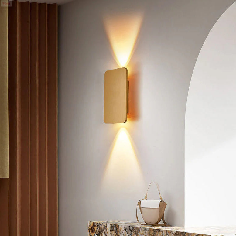Nordic Minimalist 2-Light LED Wall Sconce Lamp – Aluminum Rectangular Wall Lights in Black, Gold, Coffee, Gray 0