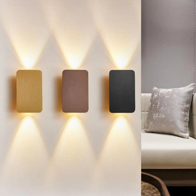 Nordic Minimalist 2-Light LED Wall Sconce Lamp – Aluminum Rectangular Wall Lights in Black, Gold, Coffee, Gray 1