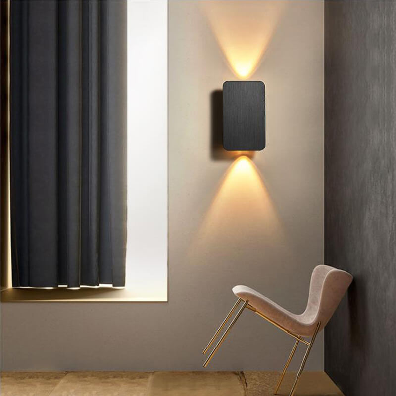 Nordic Minimalist 2-Light LED Wall Sconce Lamp – Aluminum Rectangular Wall Lights in Black, Gold, Coffee, Gray 12