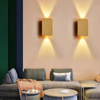 Nordic Minimalist 2-Light LED Wall Sconce Lamp – Aluminum Rectangular Wall Lights in Black, Gold, Coffee, Gray 14