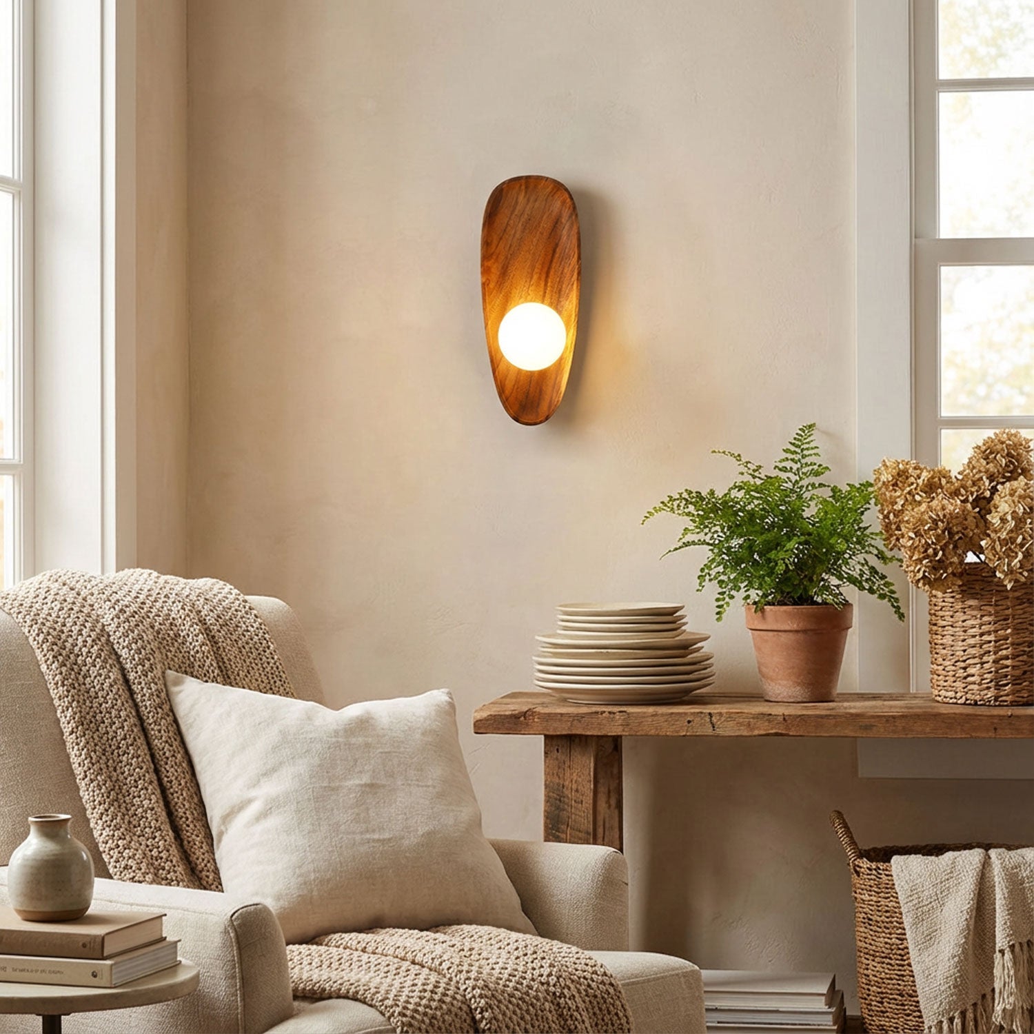 Nordic Minimalist Accent LED Wall Sconce Natural Wood 4