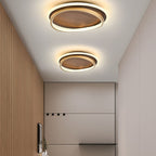 Nordic Minimalist Circular LED Flush Mount Ceiling Light Fixture in Walnut Grain Finish – Energy Efficient, Modern Design, Multiple Sizes Available 2