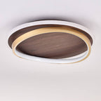 Nordic Minimalist Circular LED Flush Mount Ceiling Light Fixture in Walnut Grain Finish – Energy Efficient, Modern Design, Multiple Sizes Available 9