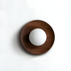 Nordic Minimalist LED Wall Sconce Natural Wood Frosted Glass Round Home Decor Stack Clear 1