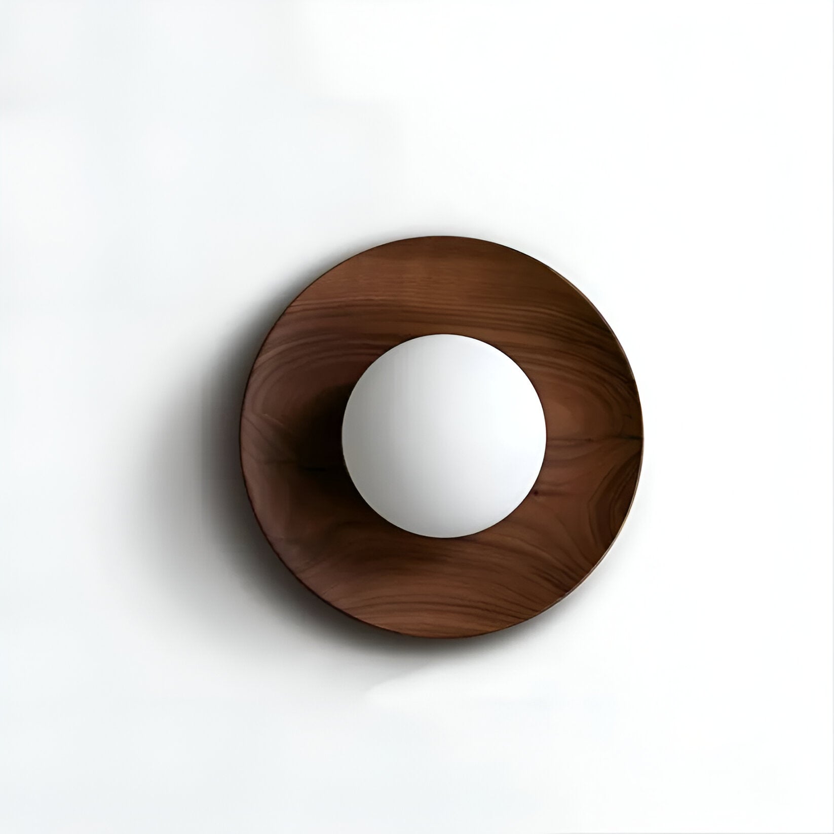 Nordic Minimalist LED Wall Sconce Natural Wood Frosted Glass Round Home Decor Stack Clear 1