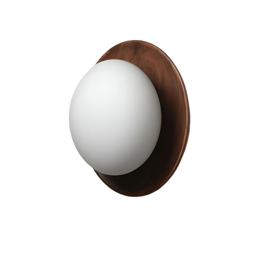 Nordic Minimalist LED Wall Sconce Natural Wood Frosted Glass Round Home Decor Stack Clear 4
