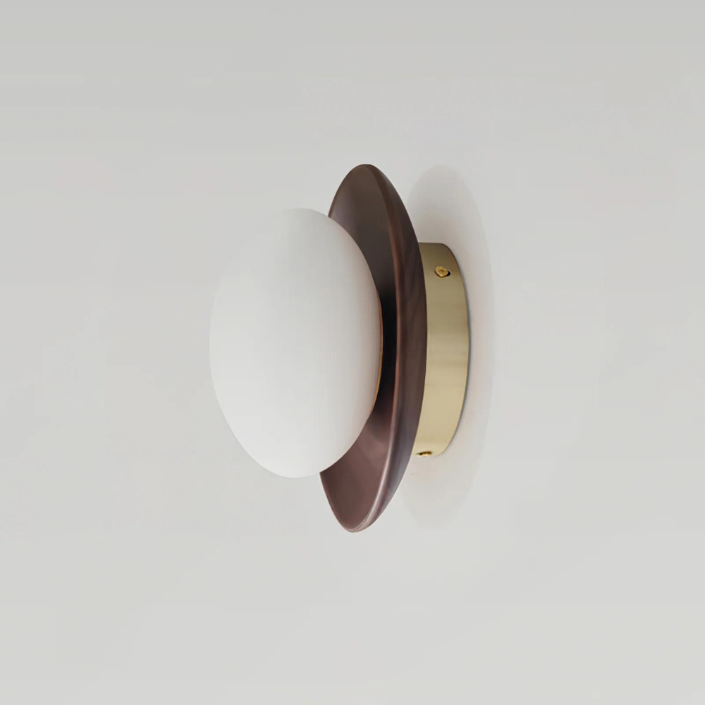 Nordic Minimalist LED Wall Sconce Natural Wood Frosted Glass Round Home Decor Stack Clear 5