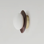 Nordic Minimalist LED Wall Sconce Natural Wood Frosted Glass Round Home Decor Stack Clear 5