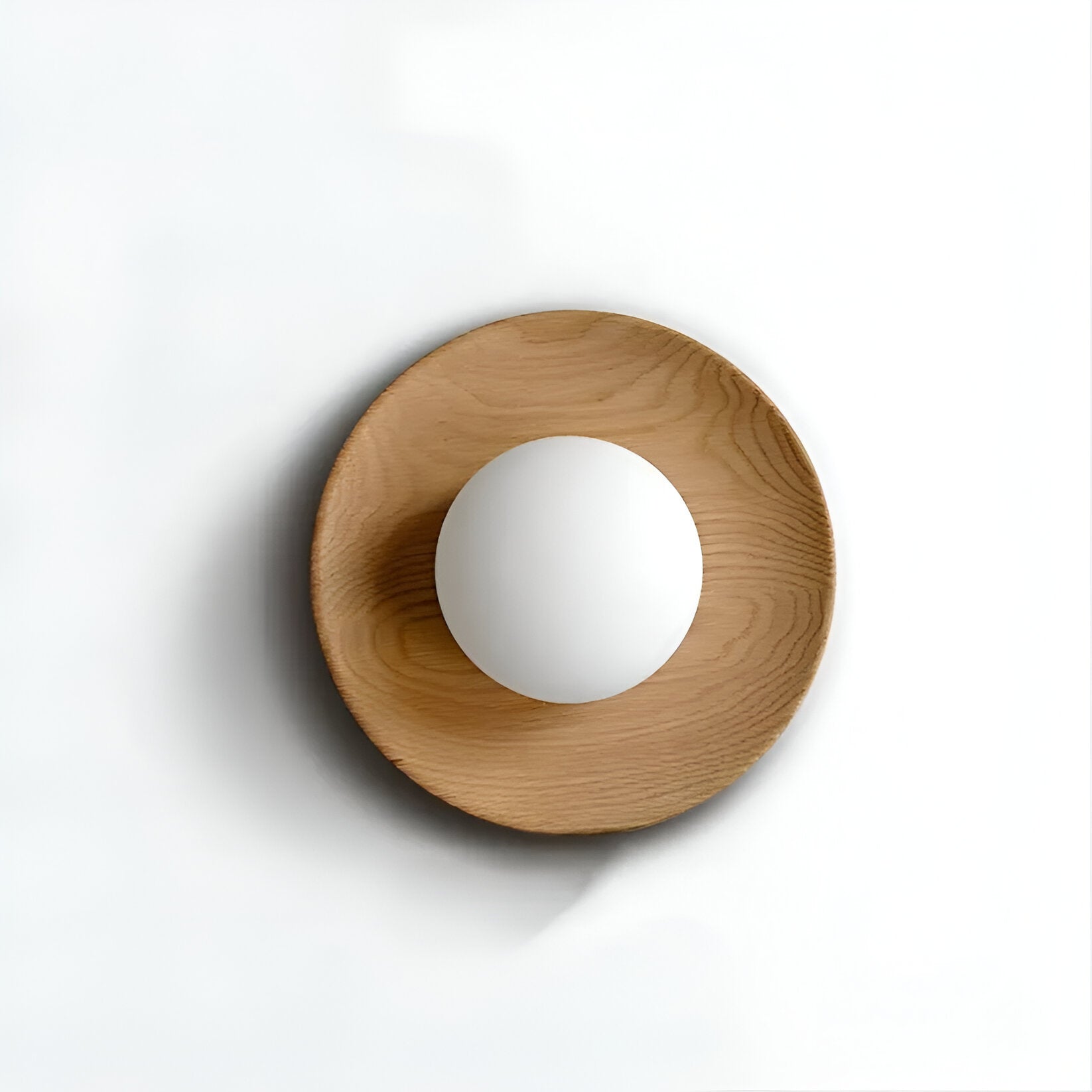 Nordic Minimalist LED Wall Sconce Natural Wood Frosted Glass Round Home Decor Stack Clear 6