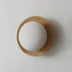 Nordic Minimalist LED Wall Sconce Natural Wood Frosted Glass Round Home Decor Stack Clear 7