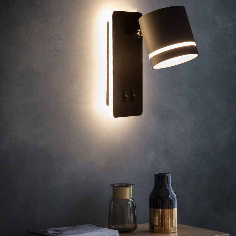 Nordic Minimalist Rotatable LED Wall Sconce Lamp - Modern Black and White Wall Lights for Reading and Ambient Lighting 0
