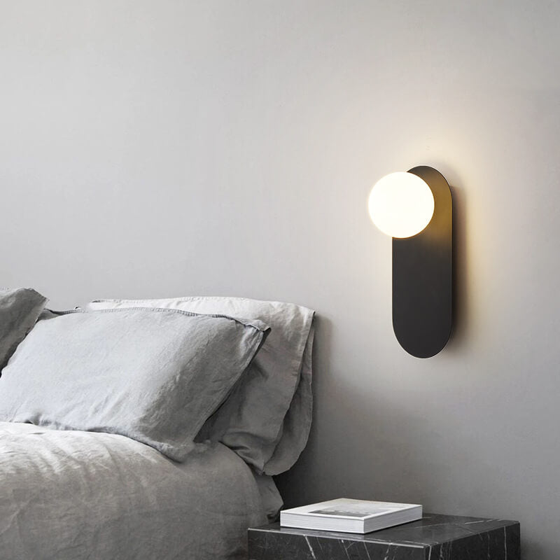 Nordic Minimalist Wall Sconce Lamp with Glass Shade – Modern 1-Light Wall Light Fixture in Black or White 0
