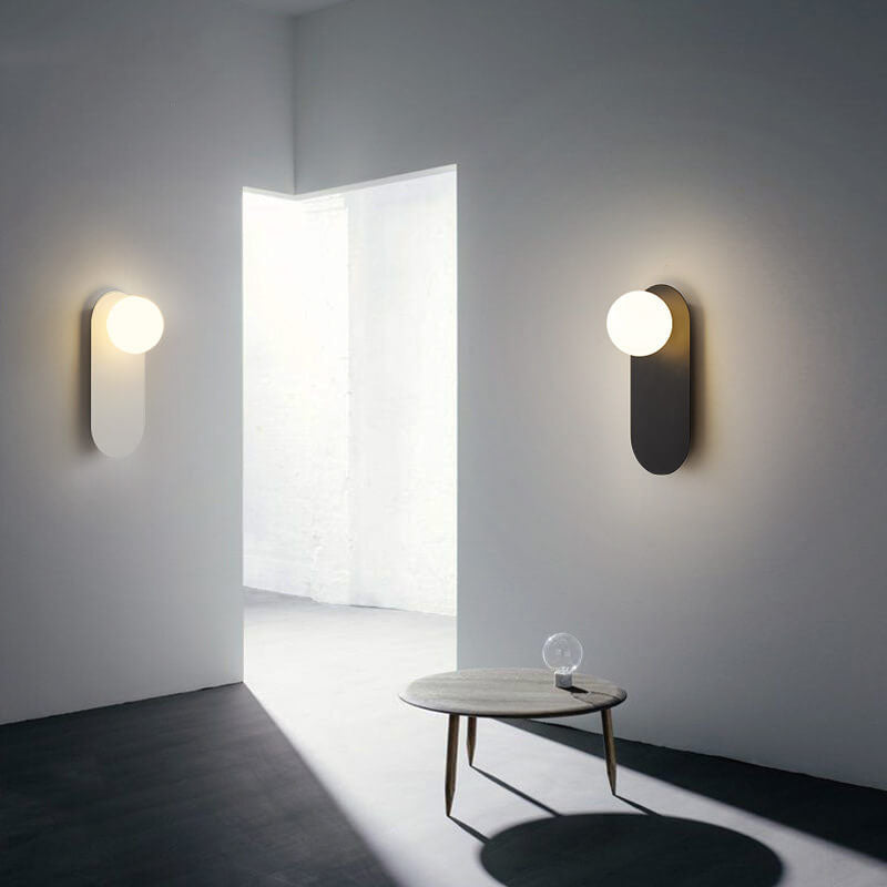 Nordic Minimalist Wall Sconce Lamp with Glass Shade – Modern 1-Light Wall Light Fixture in Black or White 1