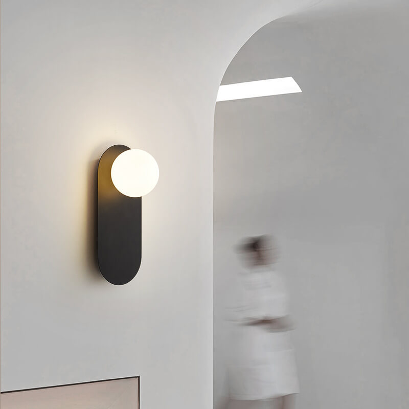 Nordic Minimalist Wall Sconce Lamp with Glass Shade – Modern 1-Light Wall Light Fixture in Black or White 2