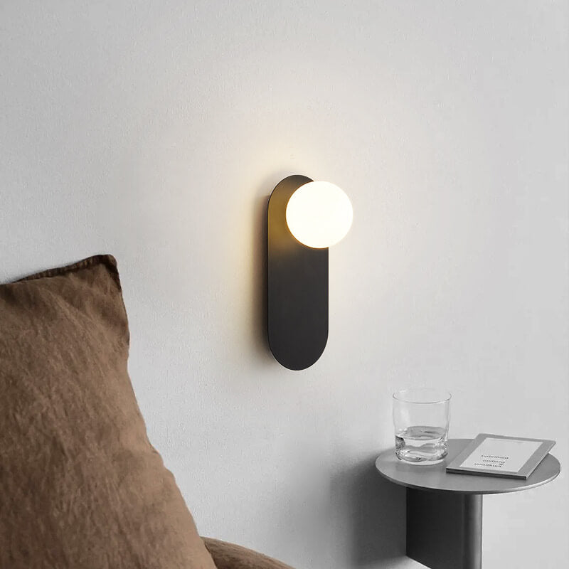 Nordic Minimalist Wall Sconce Lamp with Glass Shade – Modern 1-Light Wall Light Fixture in Black or White 3