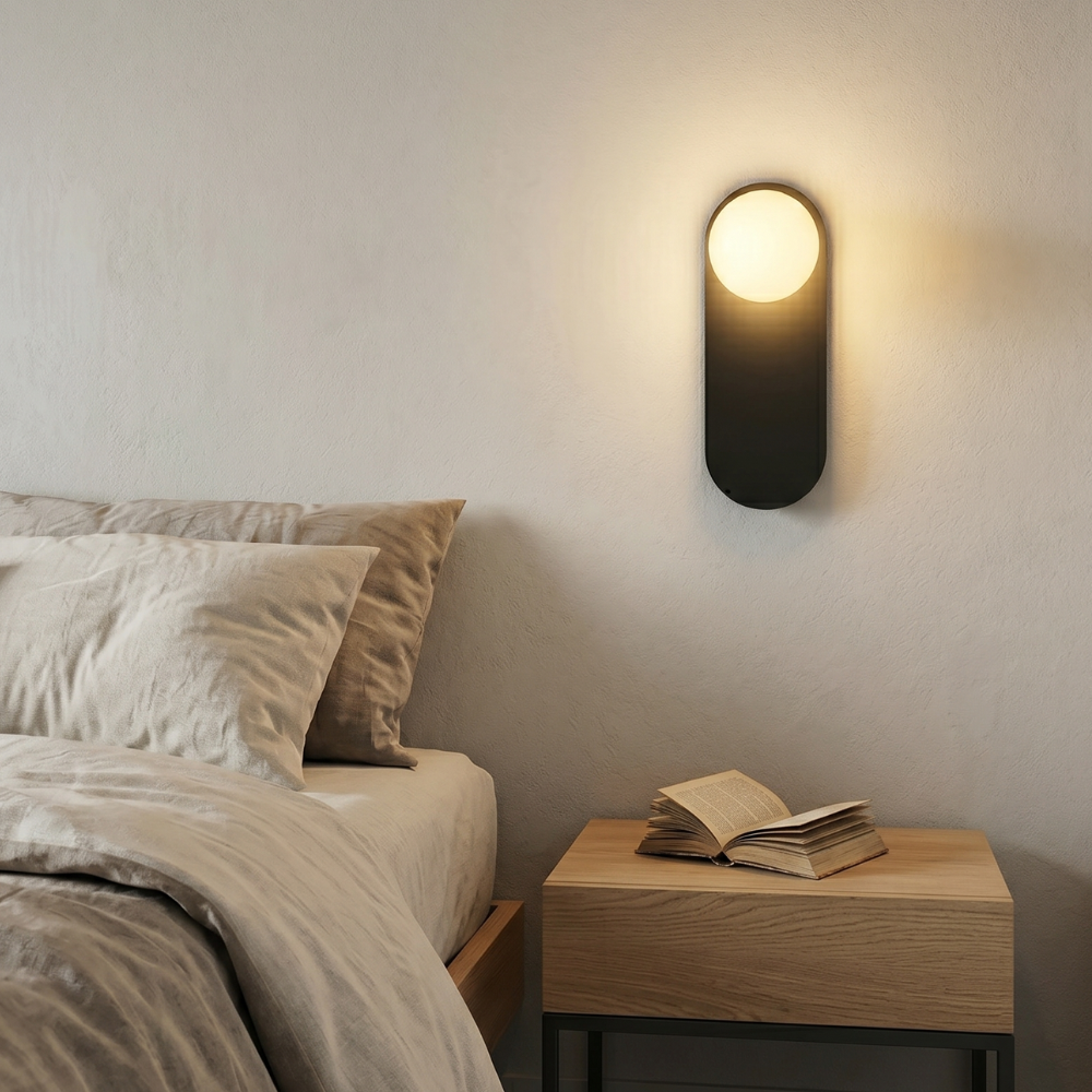 Nordic Minimalist Wall Sconce Lamp with Glass Shade – Modern 1-Light Wall Light Fixture in Black or White 97
